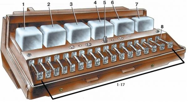 Монтажный блок реле и предохранителей ВАЗ 2107 (схема)