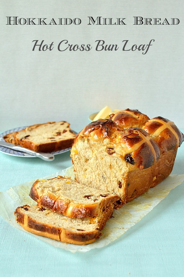 Hokkaido milk bread hot cross bun loaf (tangzhong method), the perfect treat for Easter