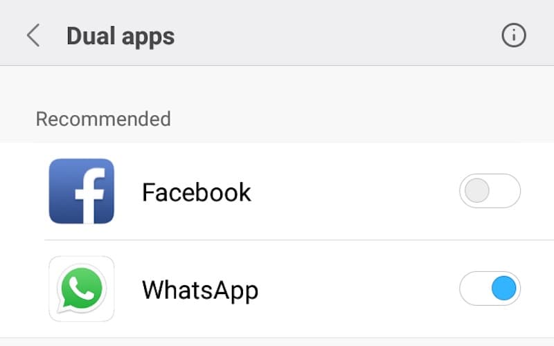 dual apps settings WhatsApp