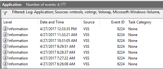 VSS Event Log