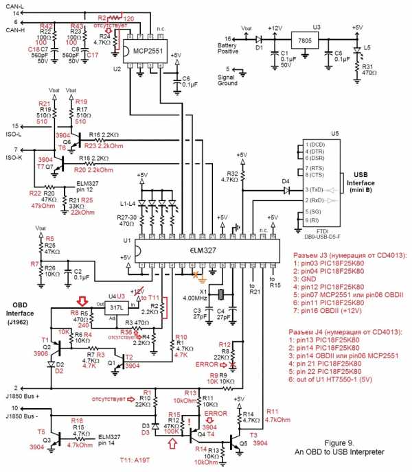 Распиновка elm 327 разъема