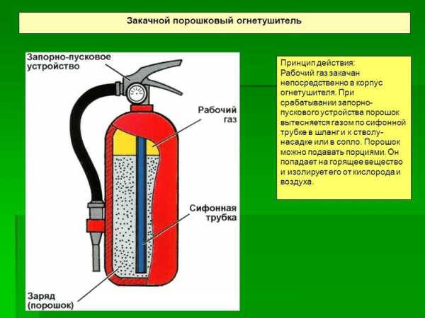 Строение порошкового огнетушителя схема